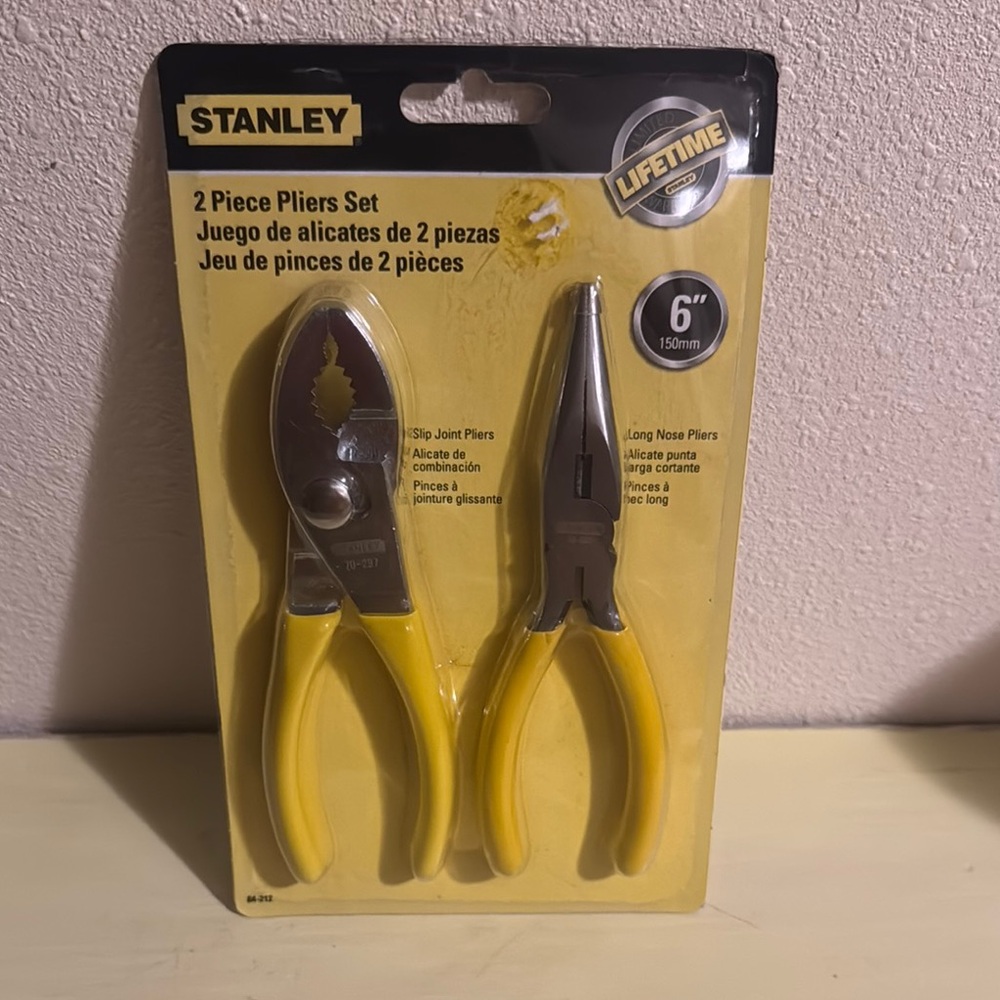 🆕 6” Stanley 2 Piece Pliers Set - Yellow